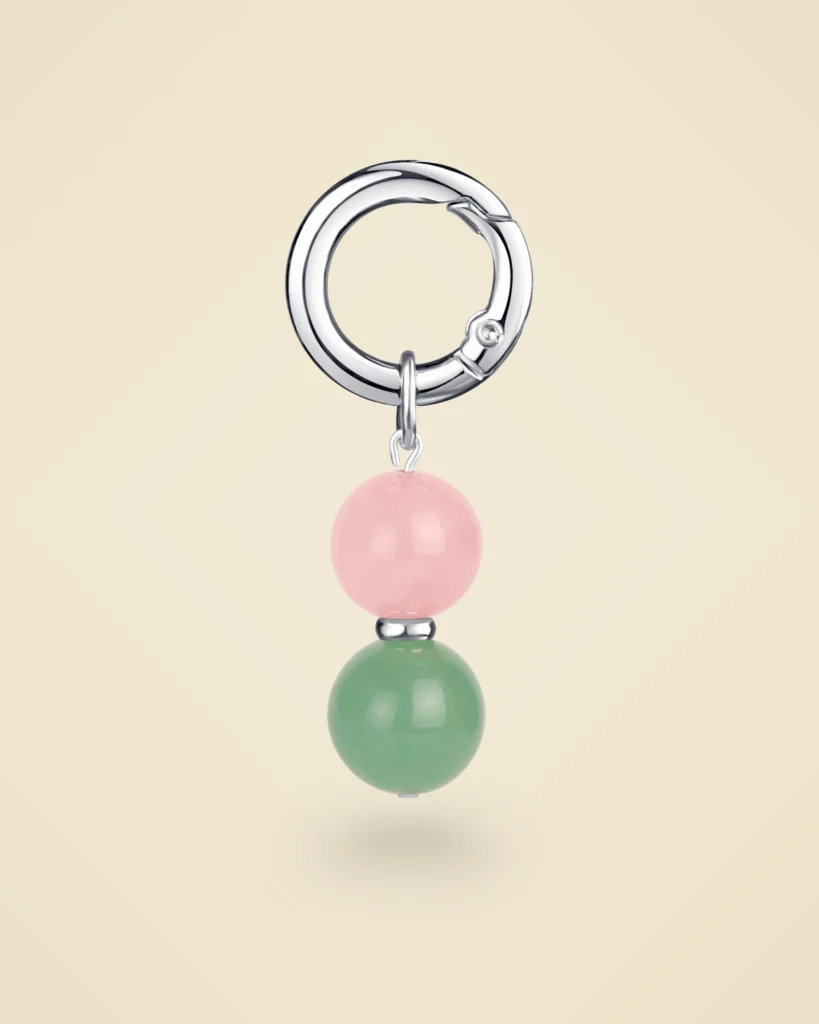 LuStar Taurus charm with rose quartz and green aventurine beads