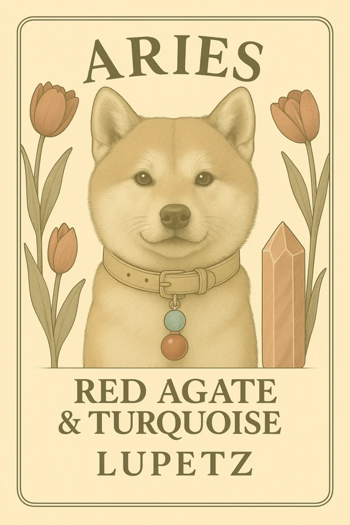 Pet zodiac crystals for Aries – Red Agate and Turquoise for energetic pets