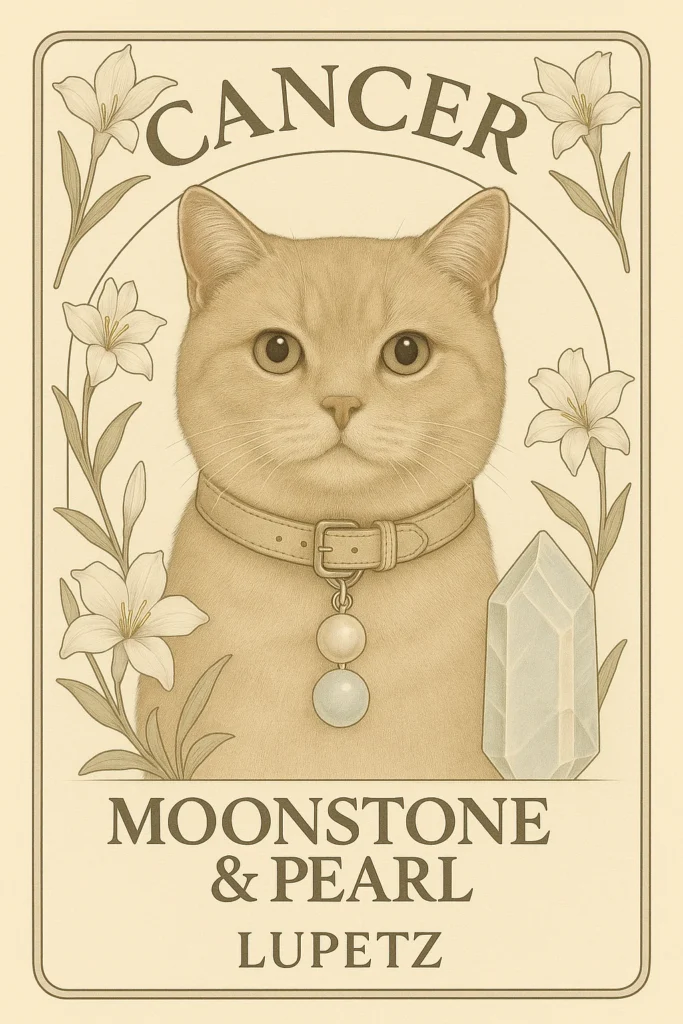 	Cancer pet zodiac crystal collar with Moonstone and Pearl