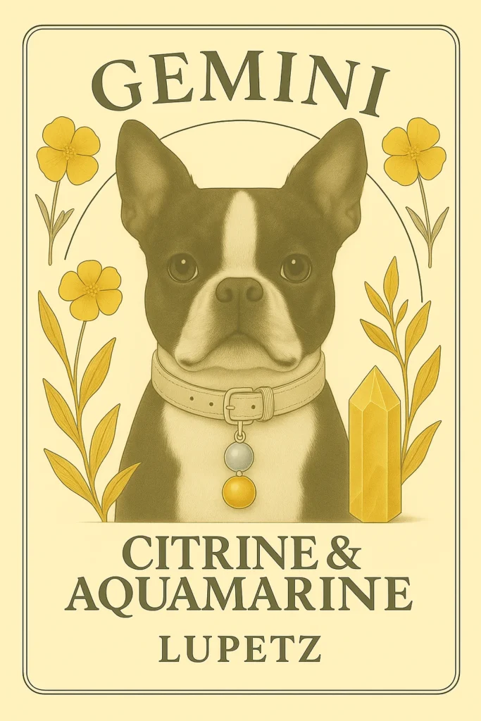 	Gemini guardian crystals for pets – Lapis Lazuli and Citrine duo