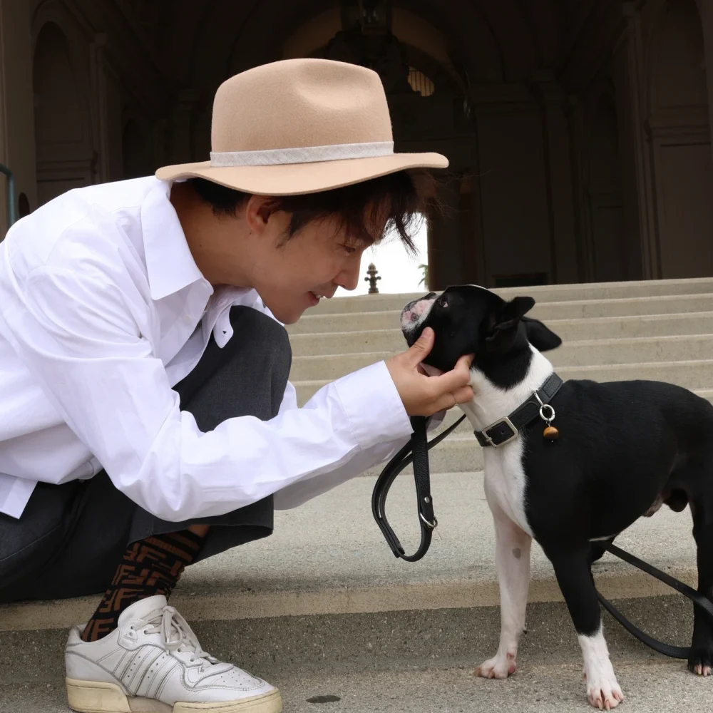 milo-lupetz-collar2 Fashion designer bonding with dog wearing gemstone collar