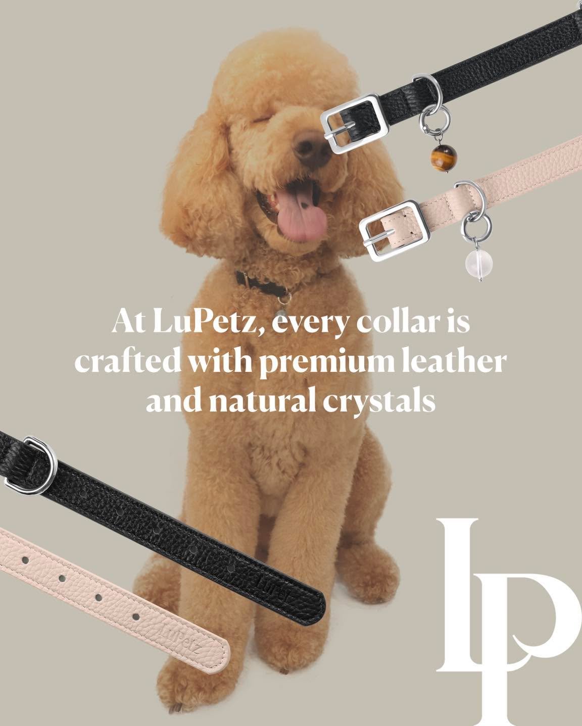 At LuPetz, every collar is crafted with premium leather and natural crystals